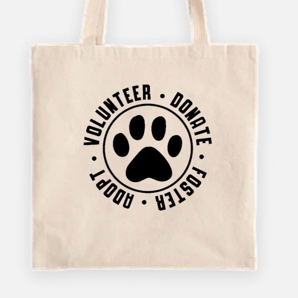Volunteer donate foster adopt tote bag